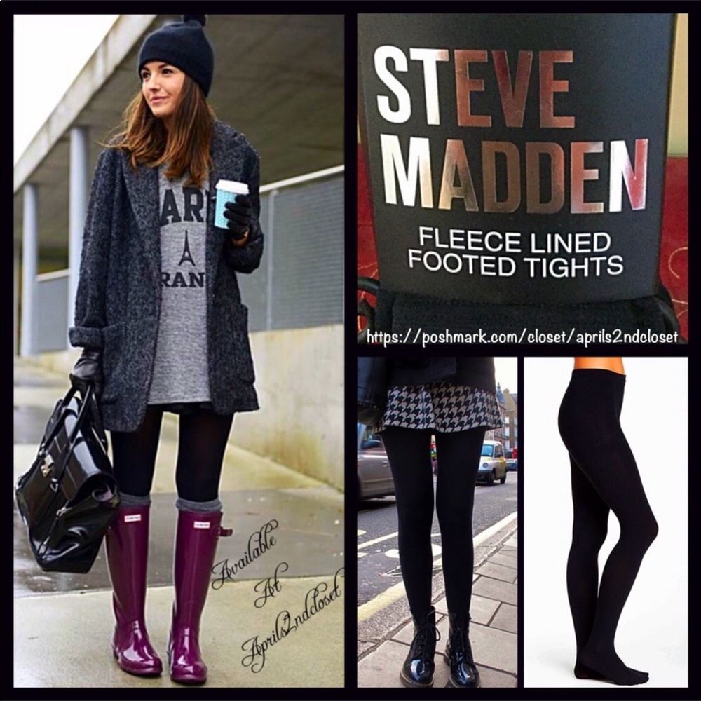 ❤️SOLD❤️STEVE MADDEN BLACK FLEECE LINED TIGHTS A2C - Picture 3 of 8
